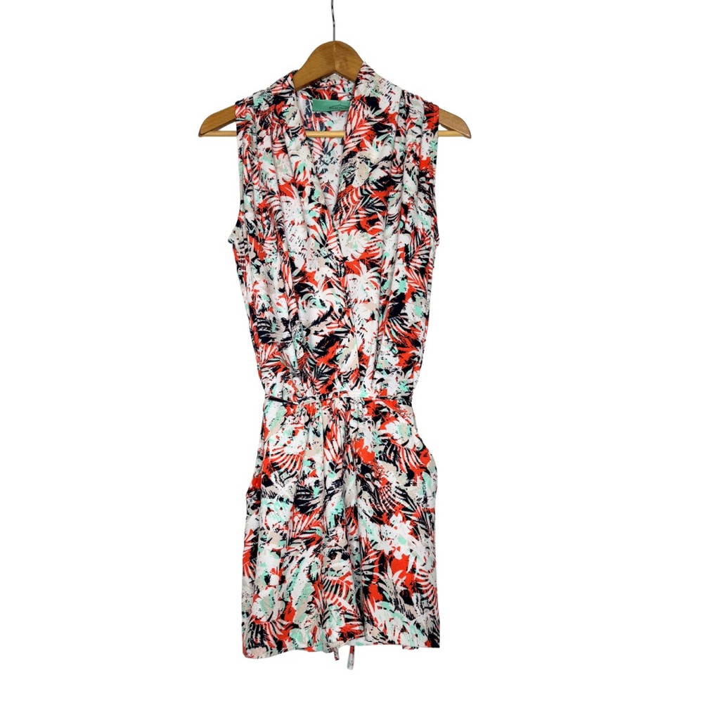 Haute Hanger Tropical Print Romper | M | Tie Waist & Pockets